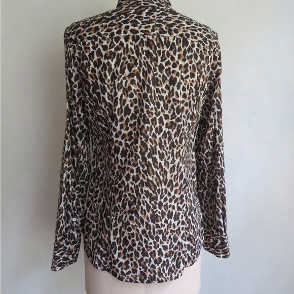 J. Crew Leopard Print “Perfect Shirt” Long Sleeve Button Down Blouse - Picture 9 of 9
